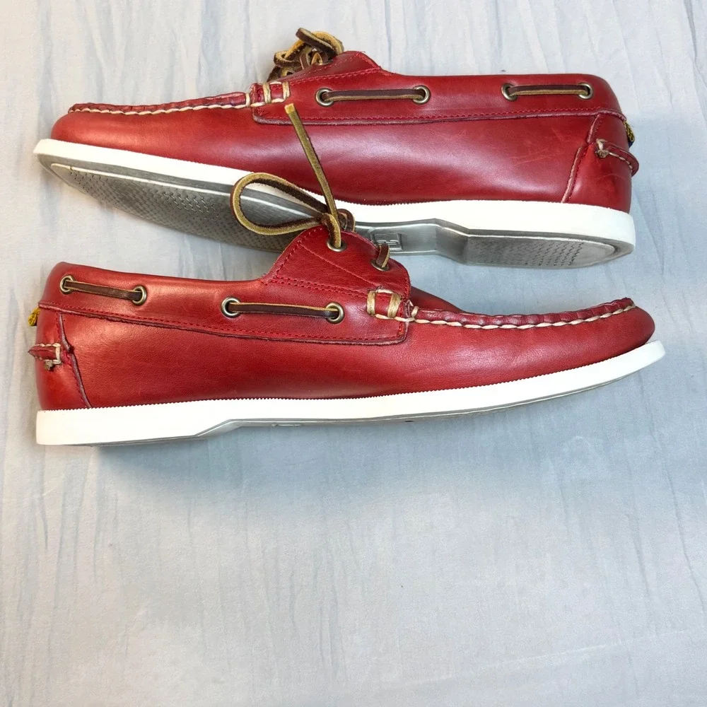 Allen Edmonds Maritime  Boat deck Shoes men's 9d red leather Nautical